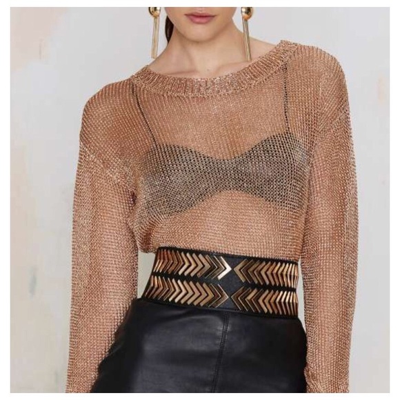 Nasty Gal Rose Gold Metallic Top - Picture 2 of 6